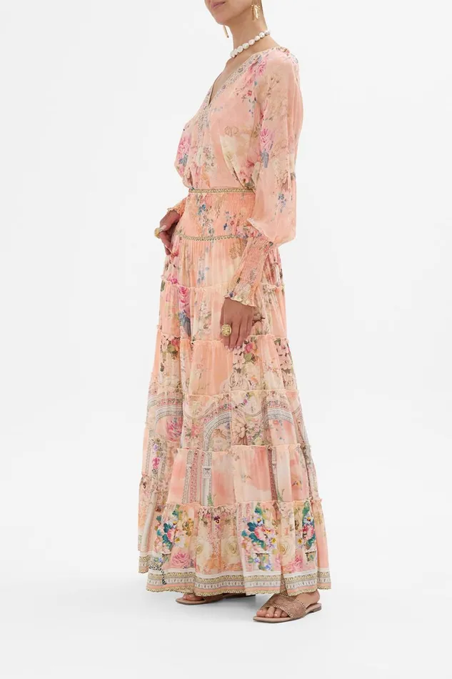 SHIRRED WAIST TIERED CIRCLE SKIRT THE JEWELLERY PALACE The Jewellery Palace Womens Camilla Skirts