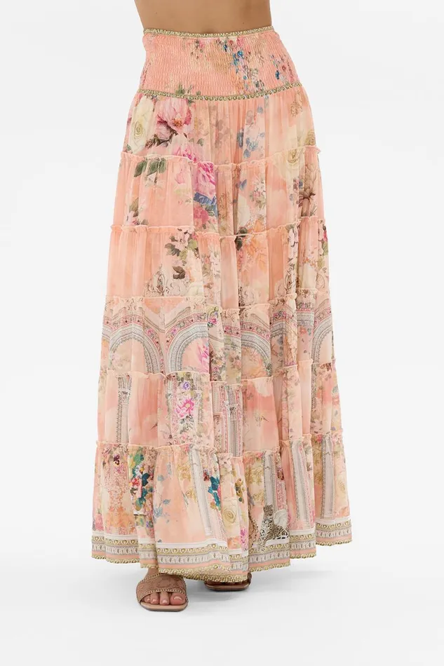 SHIRRED WAIST TIERED CIRCLE SKIRT THE JEWELLERY PALACE The Jewellery Palace Womens Camilla Skirts