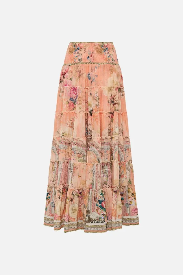 SHIRRED WAIST TIERED CIRCLE SKIRT THE JEWELLERY PALACE The Jewellery Palace Womens Camilla Skirts