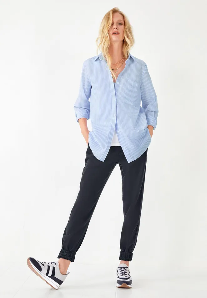 Shirts and Blouses Women Hush Erica Oversized Striped Shirt Adriatic Blue