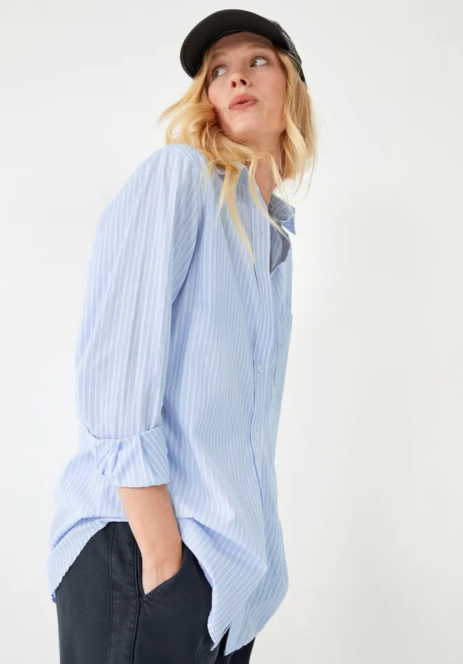 Shirts and Blouses Women Hush Erica Oversized Striped Shirt Adriatic Blue
