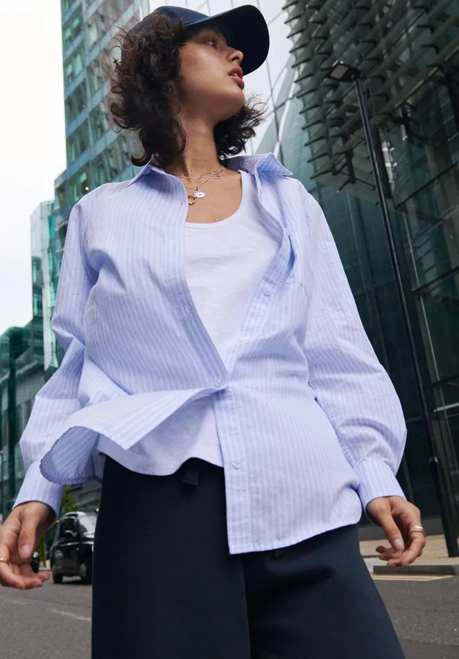 Shirts and Blouses Women Hush Erica Oversized Striped Shirt Adriatic Blue