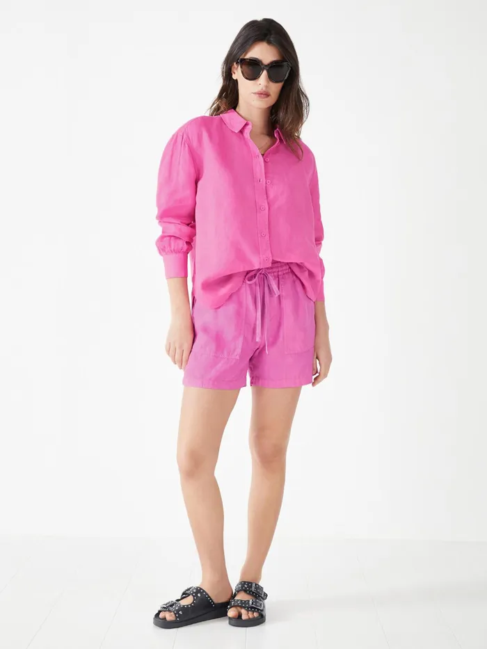 Shirts and Blouses Women Hush Heather Relaxed Linen Shirt Vibrant Pink