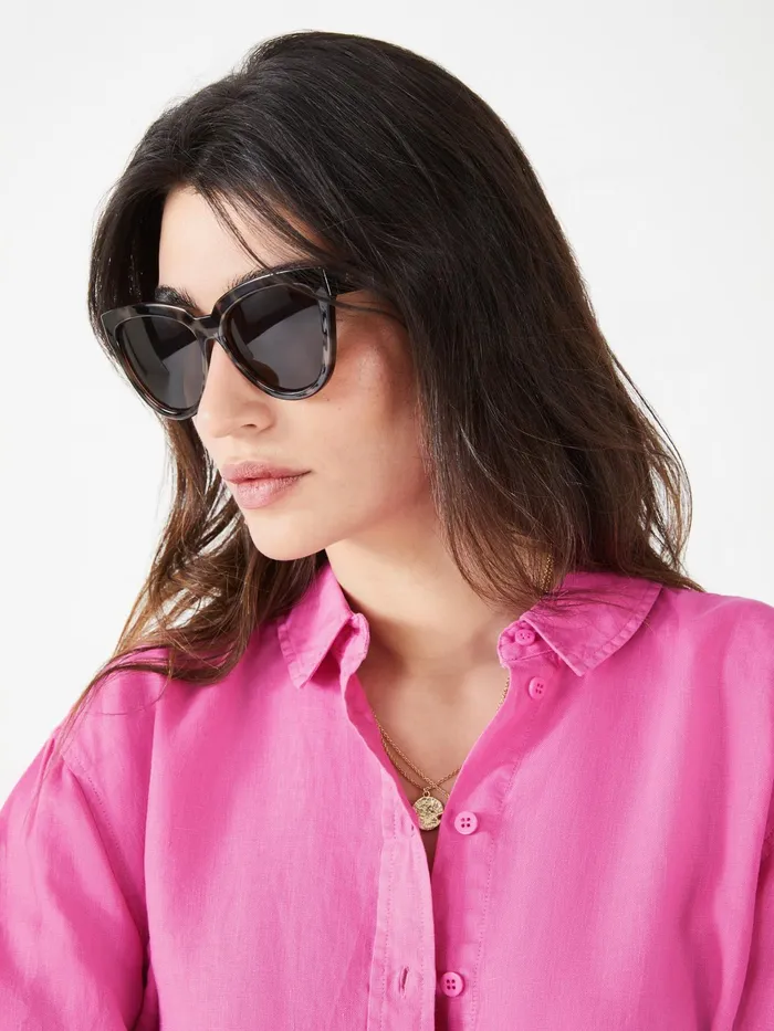 Shirts and Blouses Women Hush Heather Relaxed Linen Shirt Vibrant Pink