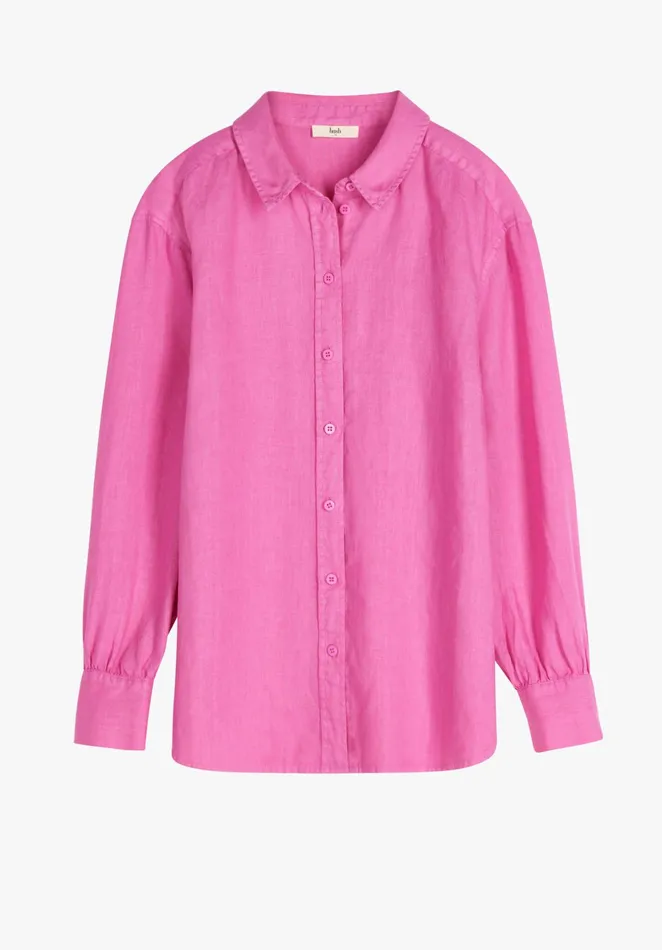 Shirts and Blouses Women Hush Heather Relaxed Linen Shirt Vibrant Pink