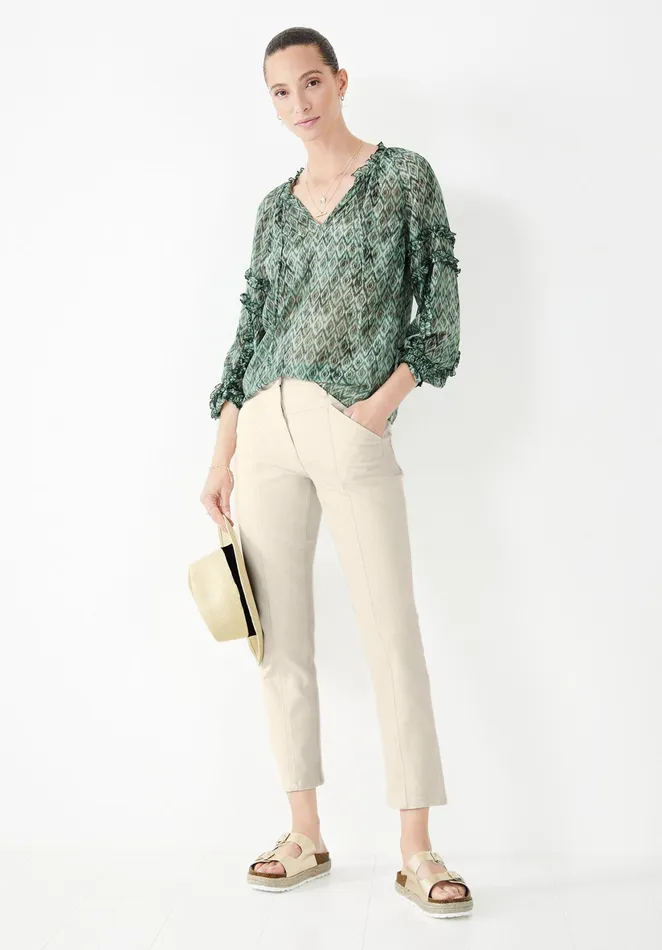 Shirts and Blouses Women Hush Kaia Frilled Blouse Diamond Ikat Green