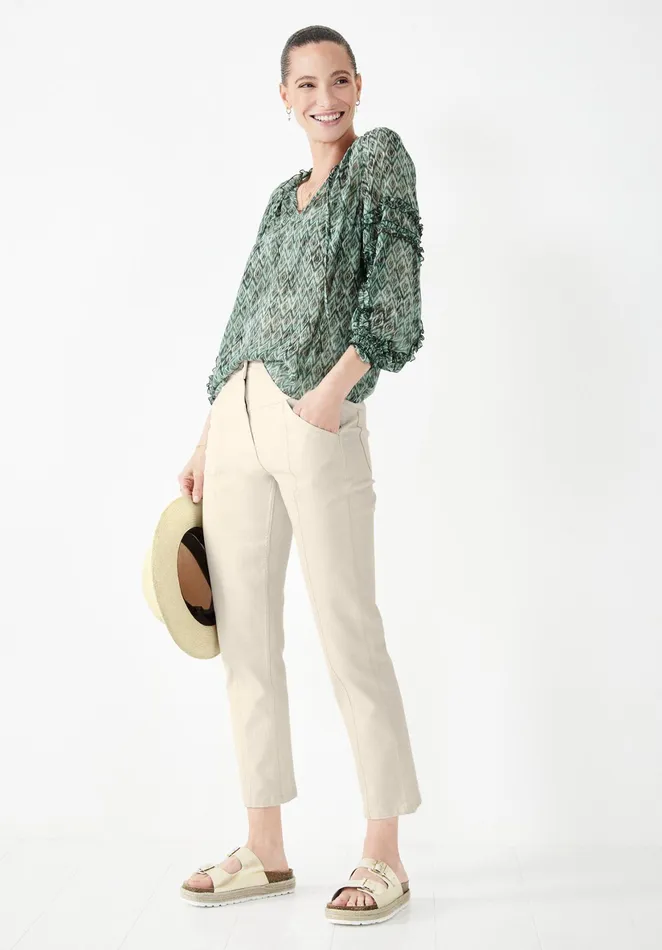 Shirts and Blouses Women Hush Kaia Frilled Blouse Diamond Ikat Green