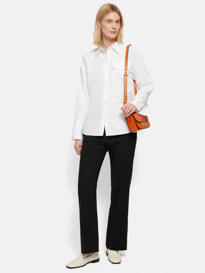 Short Fluid Twill Mason Trousers Black Women Jigsaw Suits and Tailoring