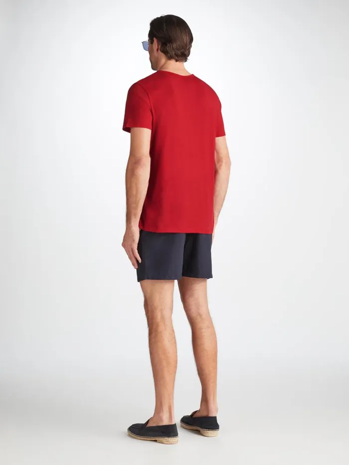 Short Sleeve TShirts Men Derek Rose Short Sleeve TShirt Riley 2 Pima Cotton Red