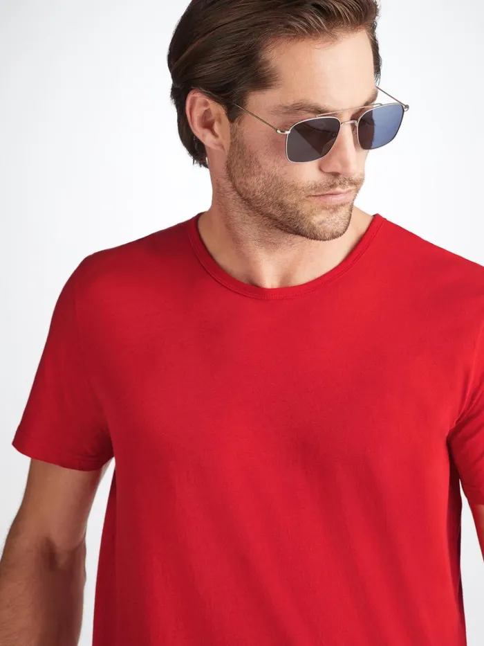 Short Sleeve TShirts Men Derek Rose Short Sleeve TShirt Riley 2 Pima Cotton Red