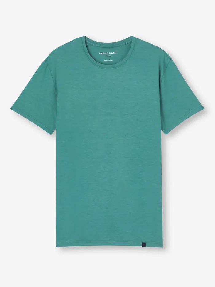 Short Sleeve TShirts Men Derek Rose TShirt Basel Micro Modal Stretch Teal