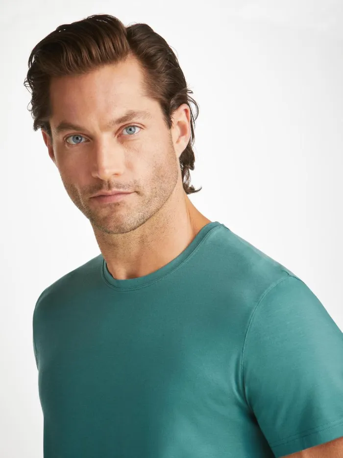 Short Sleeve TShirts Men Derek Rose TShirt Basel Micro Modal Stretch Teal