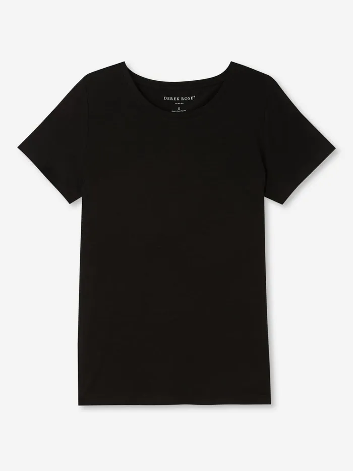 Short Sleeve TShirts Women Derek Rose TShirt Lara Micro Modal Stretch Black