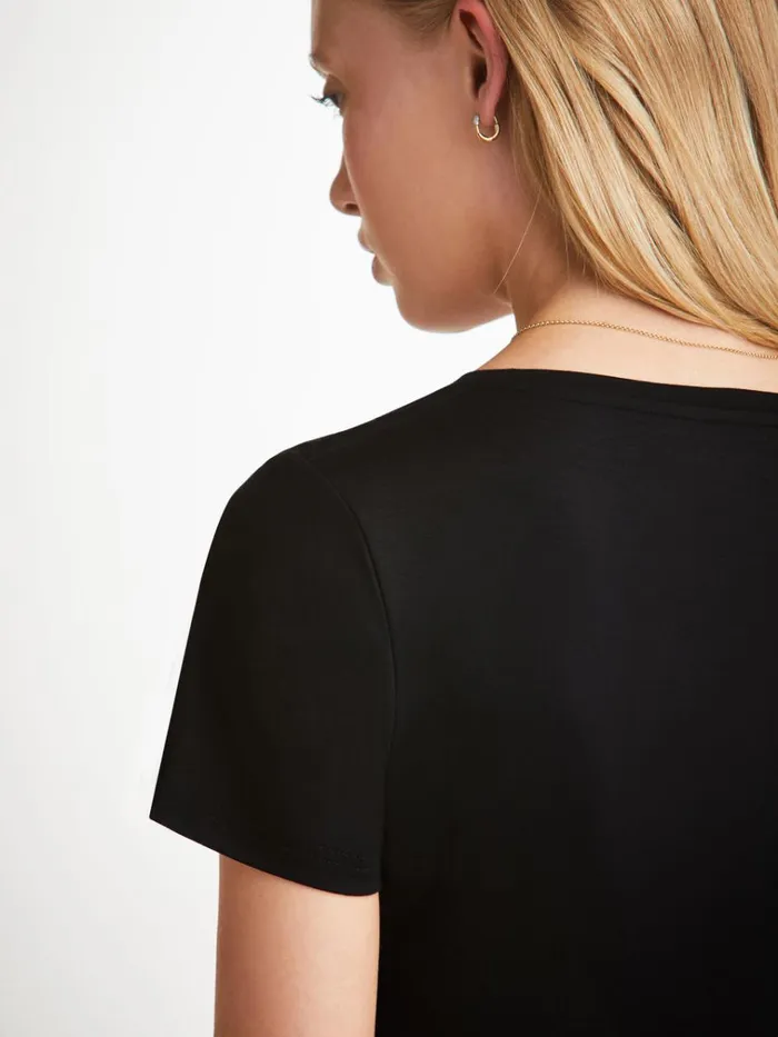 Short Sleeve TShirts Women Derek Rose TShirt Lara Micro Modal Stretch Black