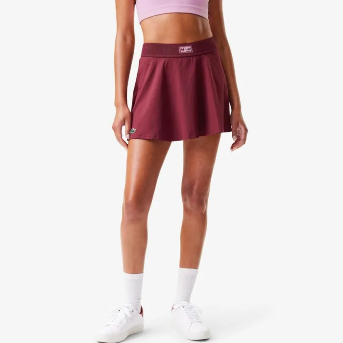 Shorts and Skirts Women Lacoste Women039s Pleated Back UltraDry Tennis Skirt Bordeaux Mii
