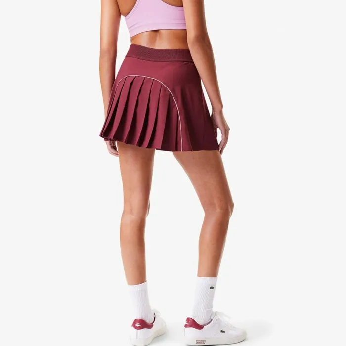 Shorts and Skirts Women Lacoste Women039s Pleated Back UltraDry Tennis Skirt Bordeaux Mii