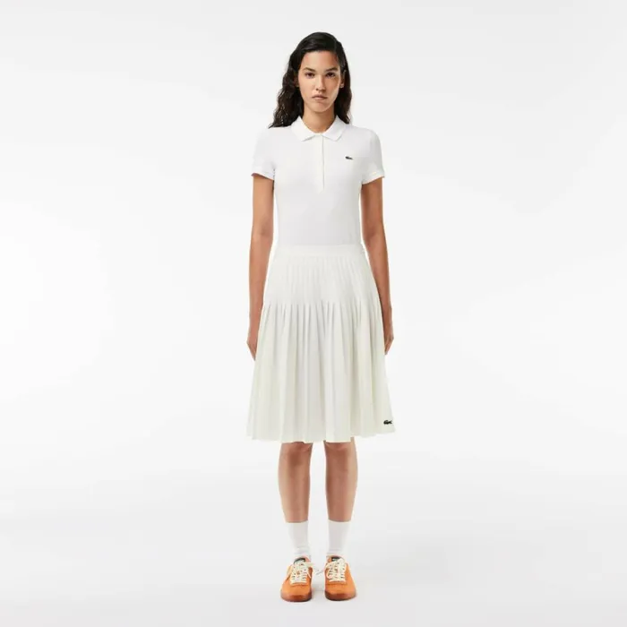 Shorts and Skirts Women Lacoste Women039s Pleated Twill Skirt White 70v