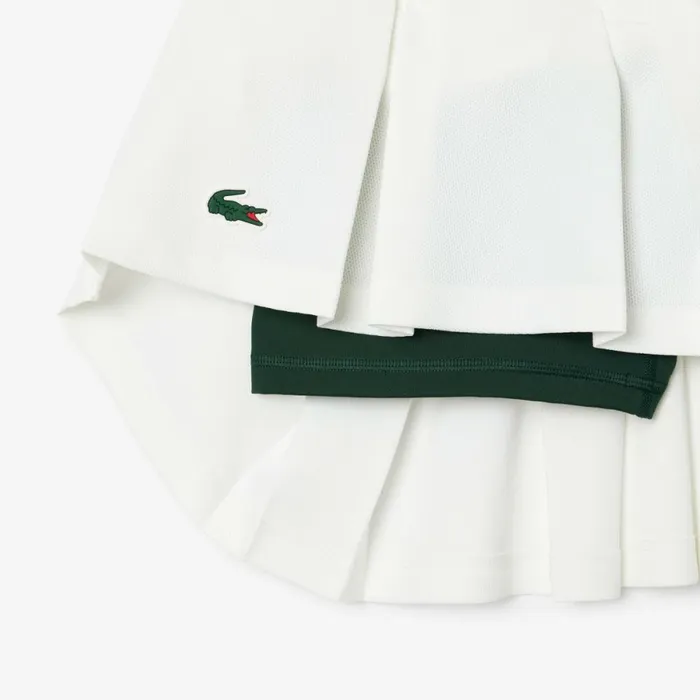 Shorts and Skirts Women Lacoste Women039s Skirt With Integrated Piqu Shorts White Green 7wj