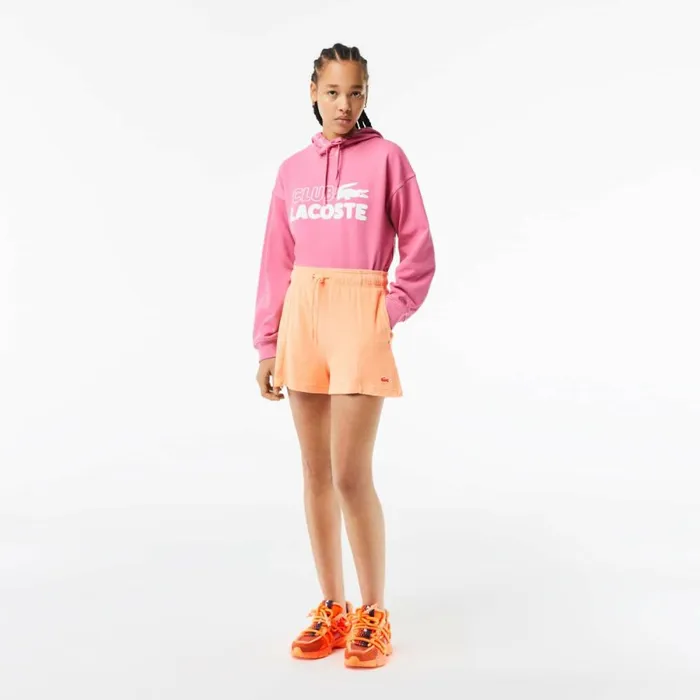 Shorts and Skirts Women Lacoste Womens Organic Cotton Terry Shorts Light Orange Heb