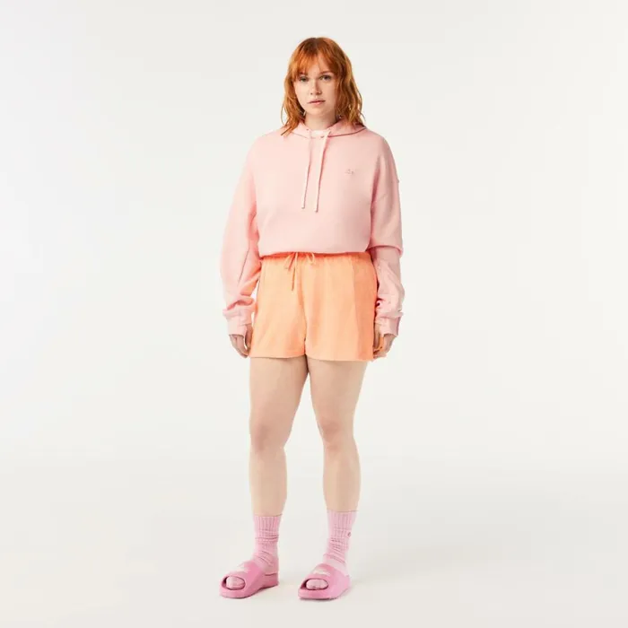Shorts and Skirts Women Lacoste Womens Organic Cotton Terry Shorts Light Orange Heb
