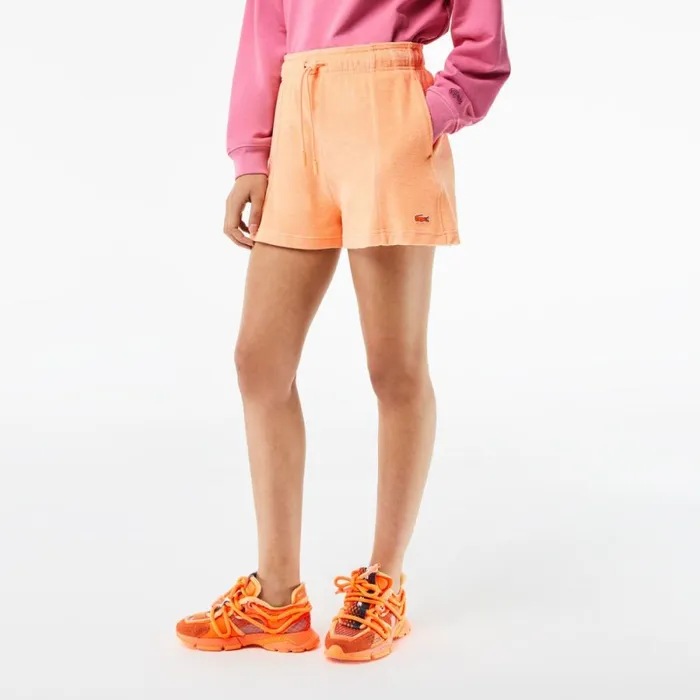 Shorts and Skirts Women Lacoste Womens Organic Cotton Terry Shorts Light Orange Heb