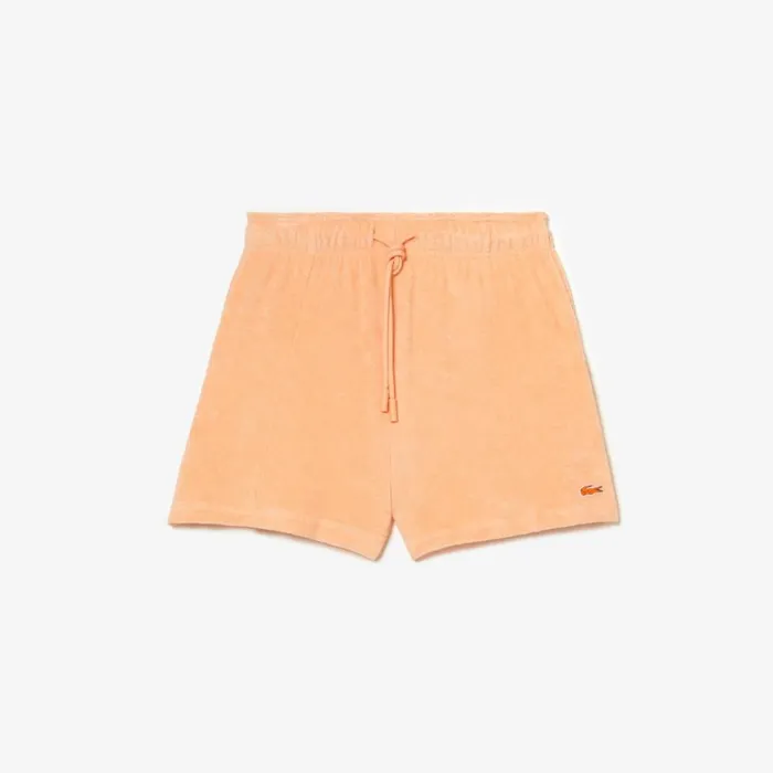 Shorts and Skirts Women Lacoste Womens Organic Cotton Terry Shorts Light Orange Heb