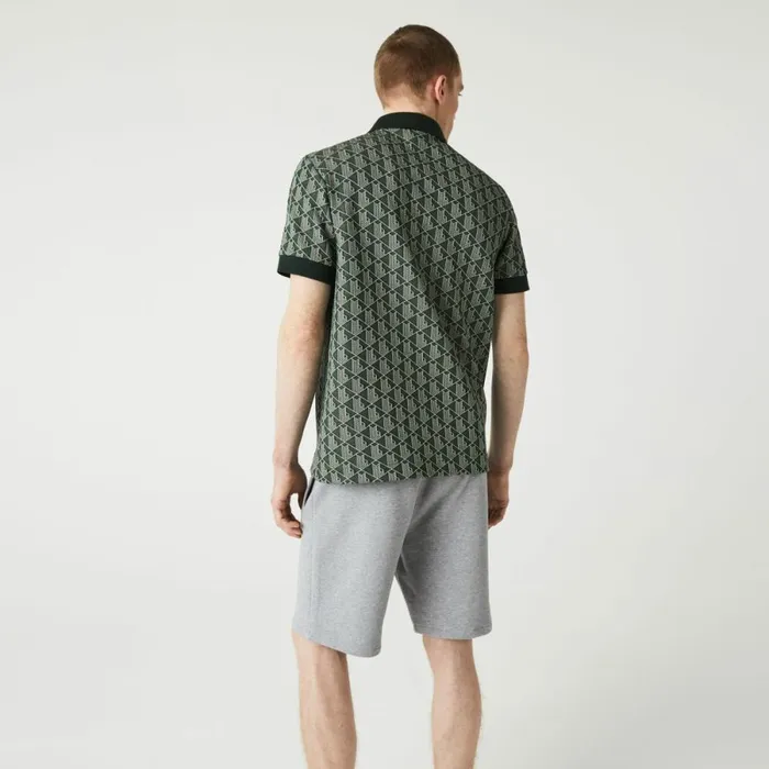 Shorts and Swim Men Lacoste Men039s Signature Print Cotton Fleece Shorts Grey Chine 4jv