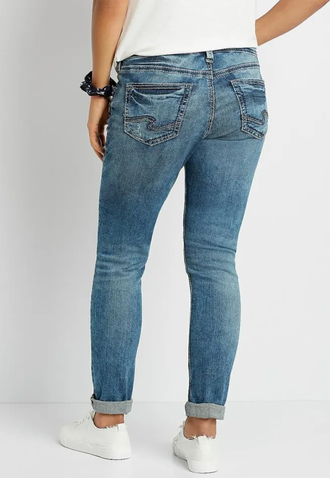 Silver Jeans Co Medium Wash Destructed Girlfriend Jean Women Maurices Jeans