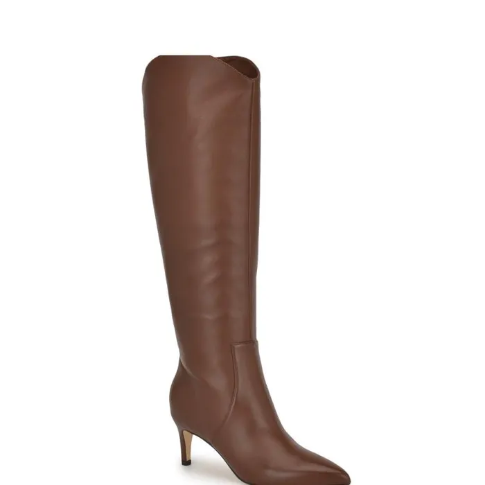 Sirena Heeled Dress Boots Brown Leather Women Nine West Heels