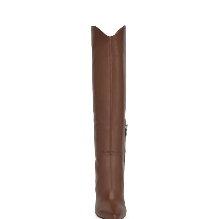 Sirena Heeled Dress Boots Brown Leather Women Nine West Heels