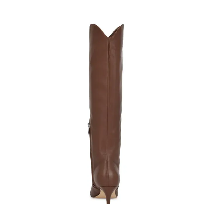 Sirena Heeled Dress Boots Brown Leather Women Nine West Heels