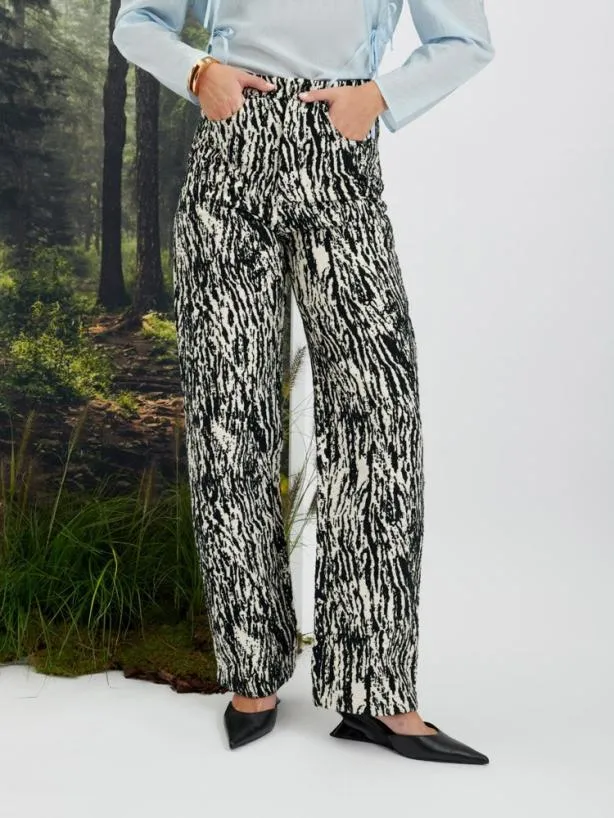 Sister Jane Bottoms Womenswear Ghospell Giana Jacquard Trousers Ink Black