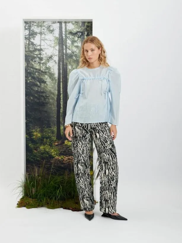 Sister Jane Bottoms Womenswear Ghospell Giana Jacquard Trousers Ink Black