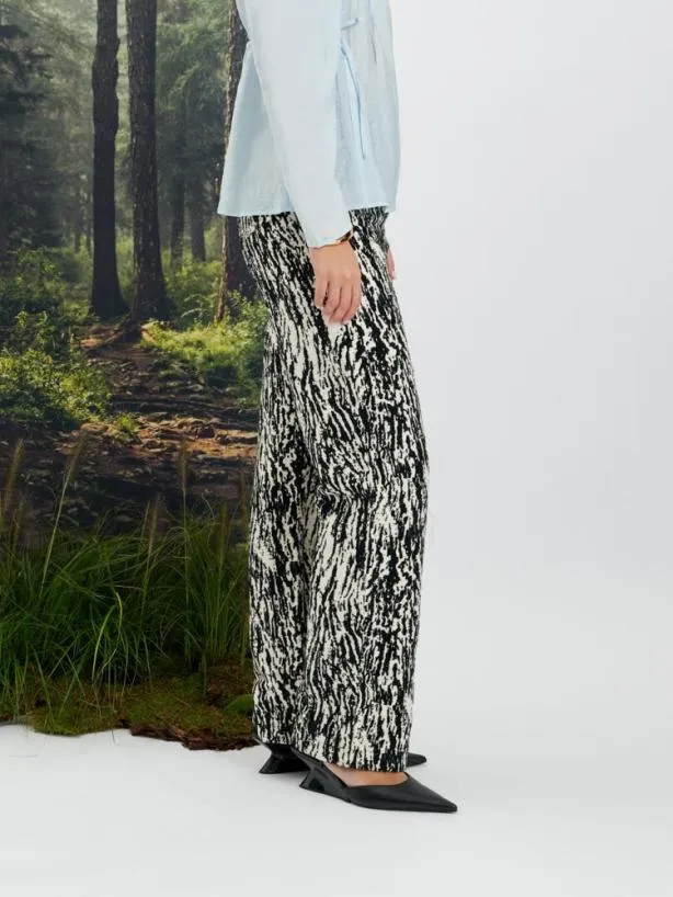 Sister Jane Bottoms Womenswear Ghospell Giana Jacquard Trousers Ink Black