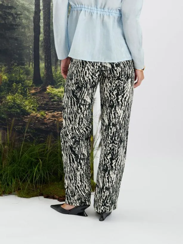 Sister Jane Bottoms Womenswear Ghospell Giana Jacquard Trousers Ink Black