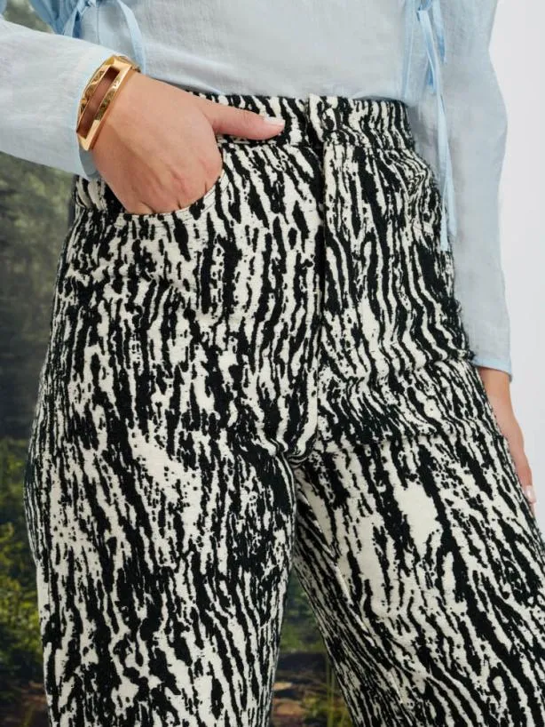 Sister Jane Bottoms Womenswear Ghospell Giana Jacquard Trousers Ink Black
