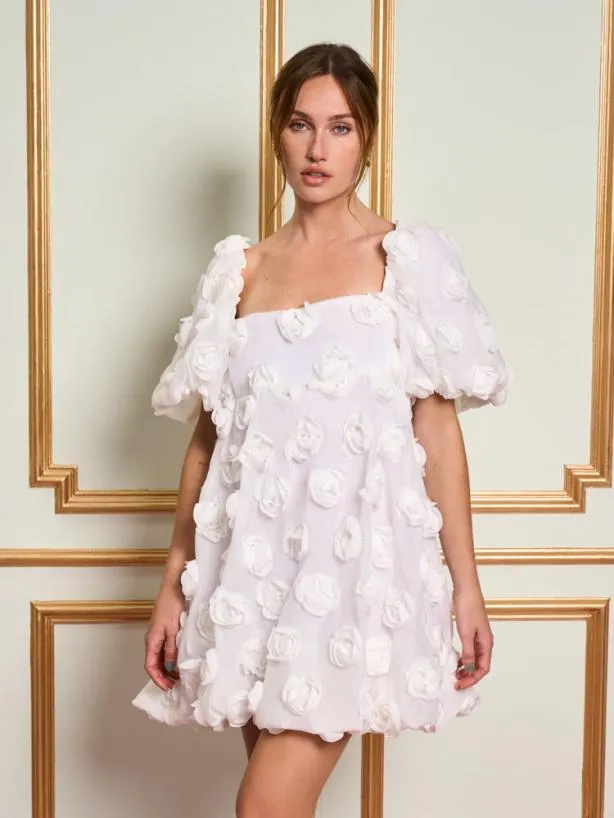 Sister Jane Dresses Womenswear DREAM Belle Bloom Applique Dress Ivory Cream