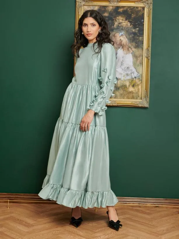 Sister Jane Dresses Womenswear DREAM Nouveau Flower Midi Dress Aqua Blue