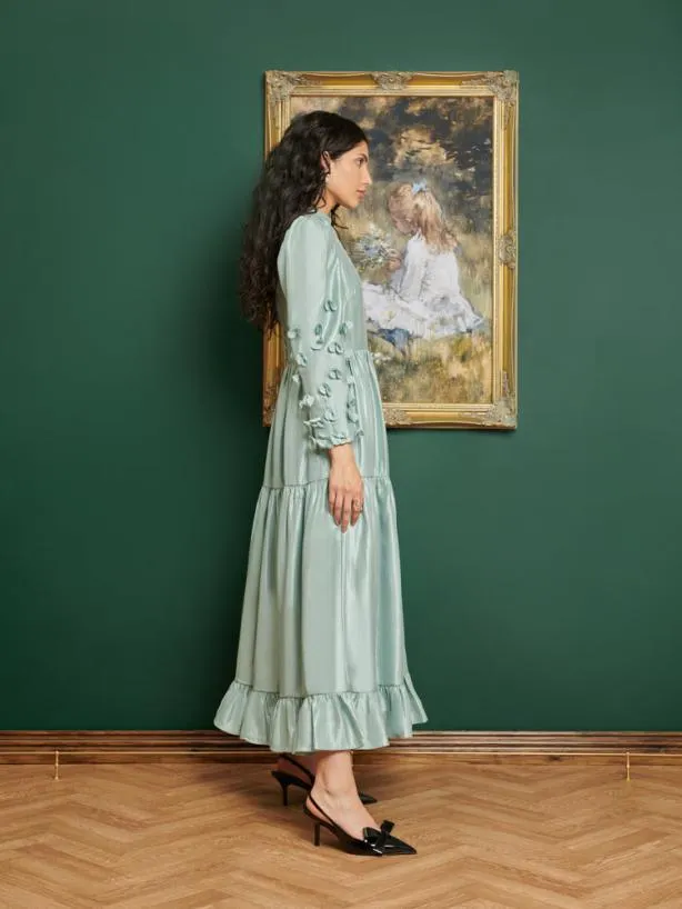 Sister Jane Dresses Womenswear DREAM Nouveau Flower Midi Dress Aqua Blue