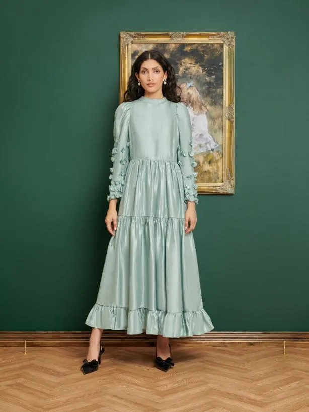 Sister Jane Dresses Womenswear DREAM Nouveau Flower Midi Dress Aqua Blue