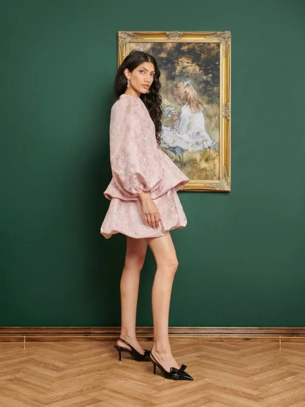 Sister Jane Dresses Womenswear DREAM Watercolour Jacquard Mini Dress Cherry Blossom Pink
