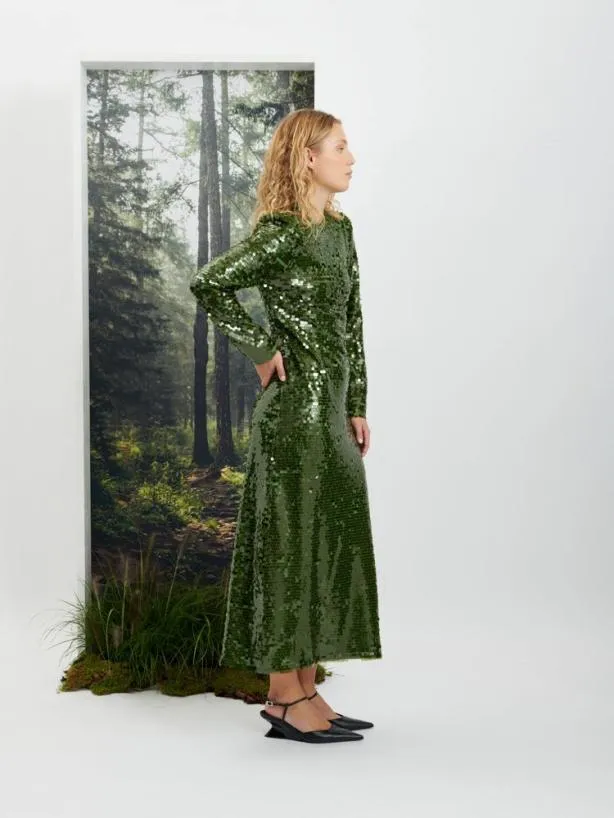 Sister Jane Dresses Womenswear Ghospell Daria Sequin Midi Dress Forest Green