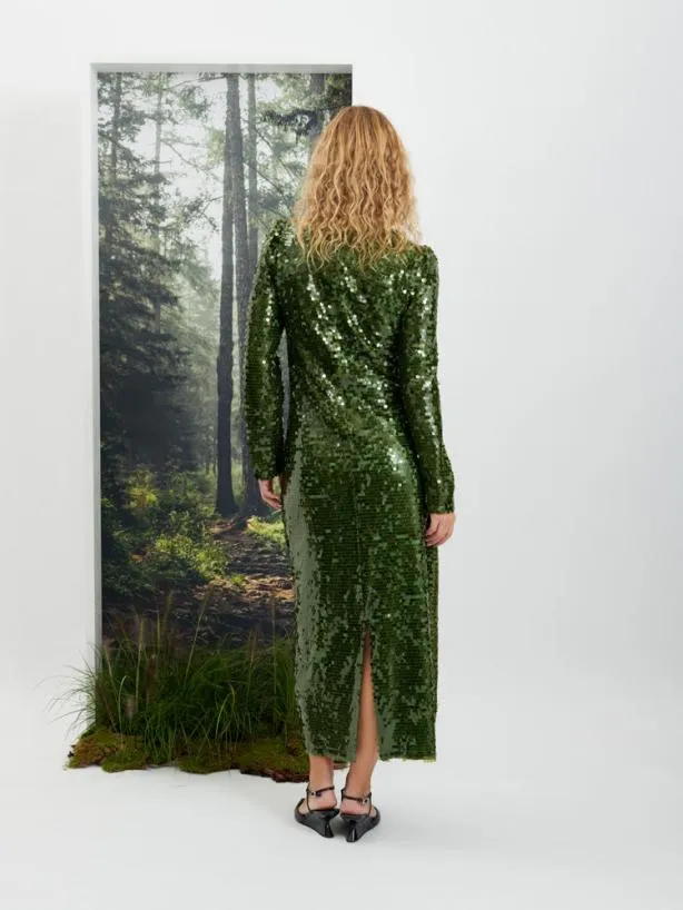 Sister Jane Dresses Womenswear Ghospell Daria Sequin Midi Dress Forest Green