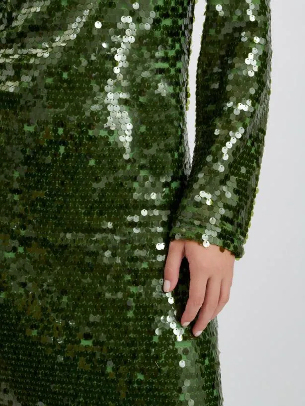Sister Jane Dresses Womenswear Ghospell Daria Sequin Midi Dress Forest Green