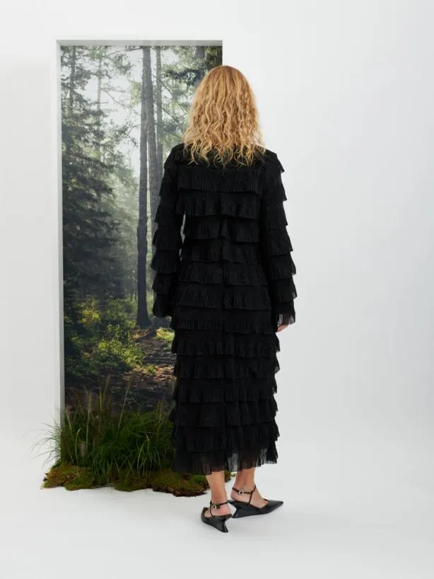 Sister Jane Dresses Womenswear Ghospell Tyra Ruffle Midi Dress Coal Black