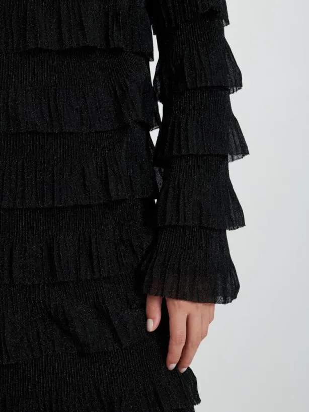 Sister Jane Dresses Womenswear Ghospell Tyra Ruffle Midi Dress Coal Black