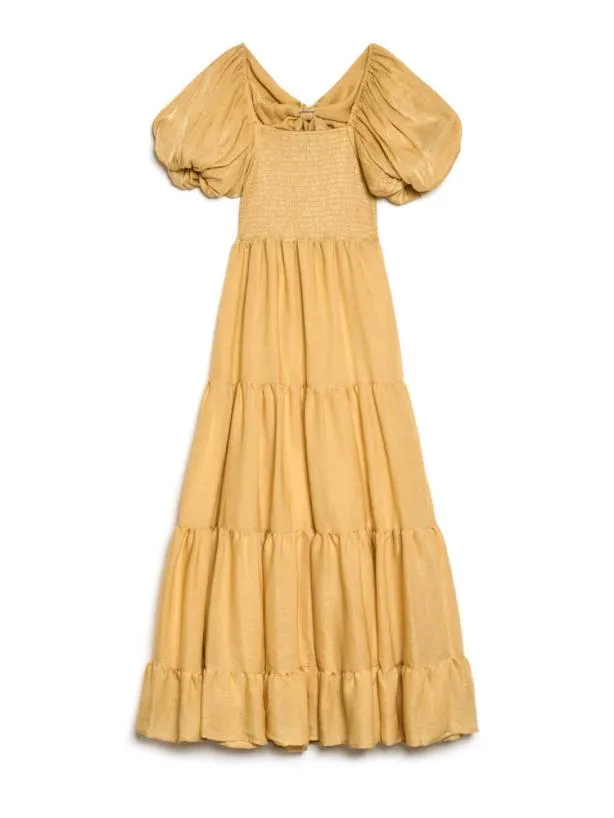 Sister Jane Dresses Womenswear Honey Honey Bow Midi Dress Pale Gold
