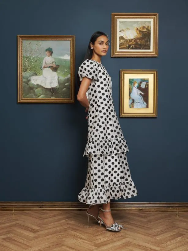 Sister Jane Dresses Womenswear Perry Polka Dot Midi Dress Black And White