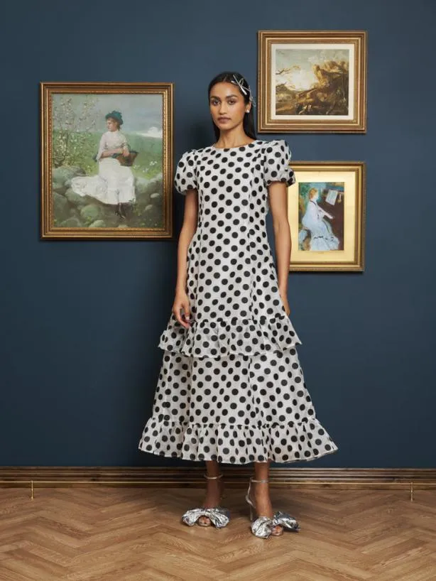 Sister Jane Dresses Womenswear Perry Polka Dot Midi Dress Black And White