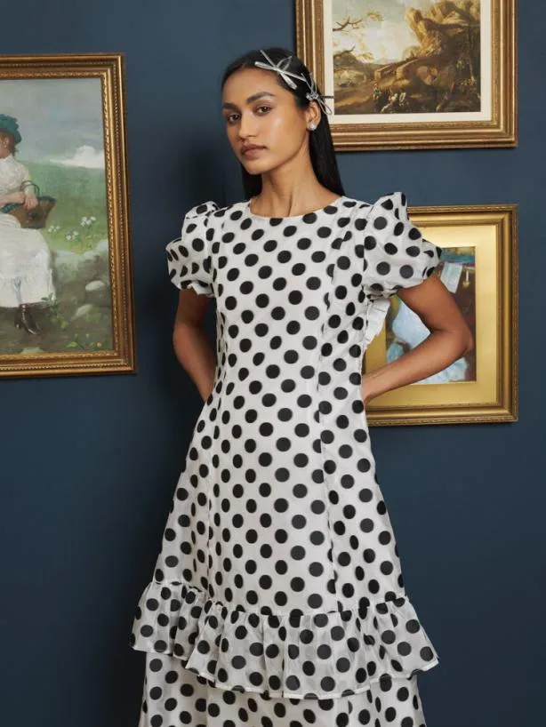 Sister Jane Dresses Womenswear Perry Polka Dot Midi Dress Black And White